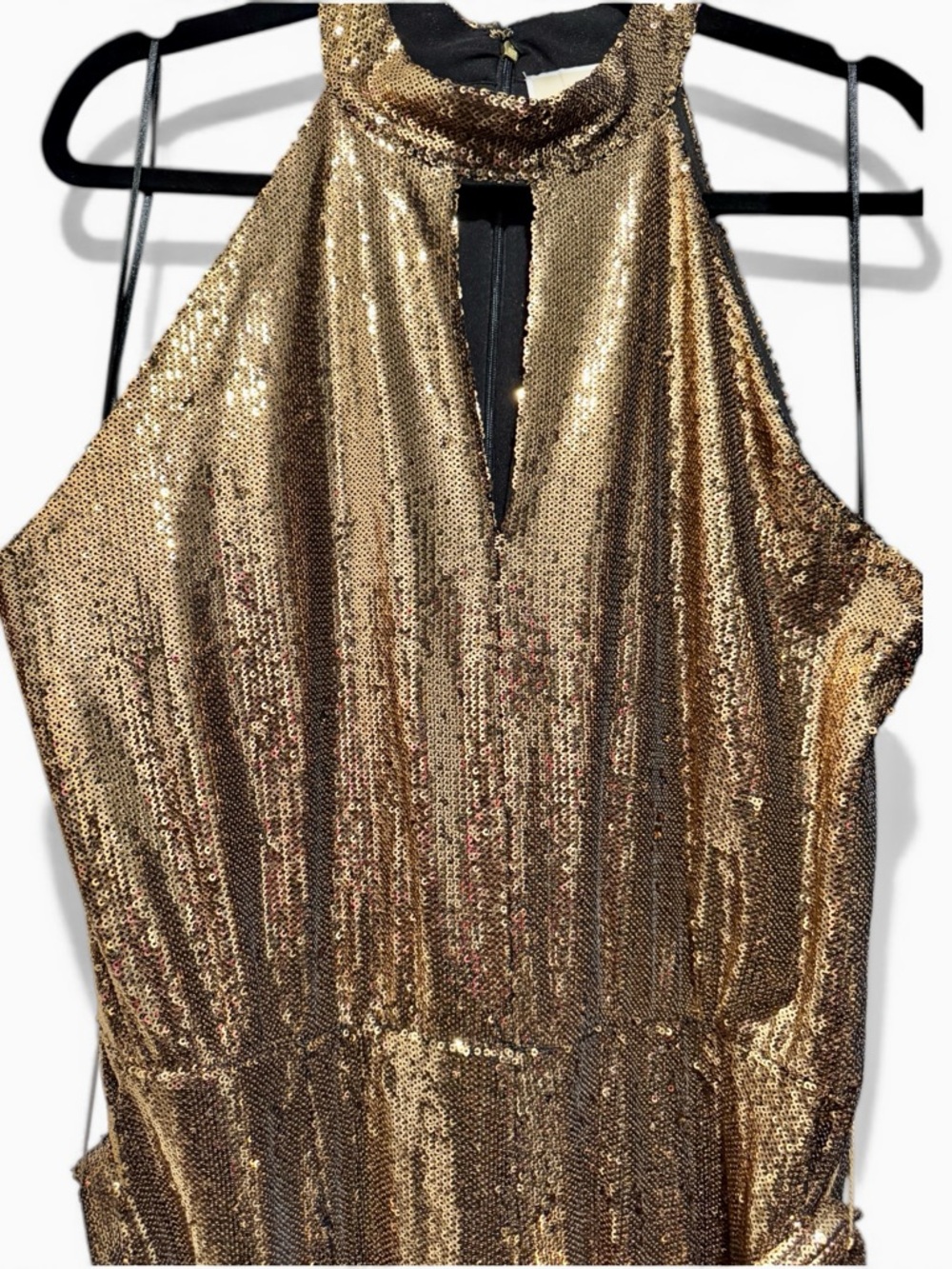 Michael Kors Gold Sequin Halter Wide Leg Jumpsuit - Picture 7 of 11